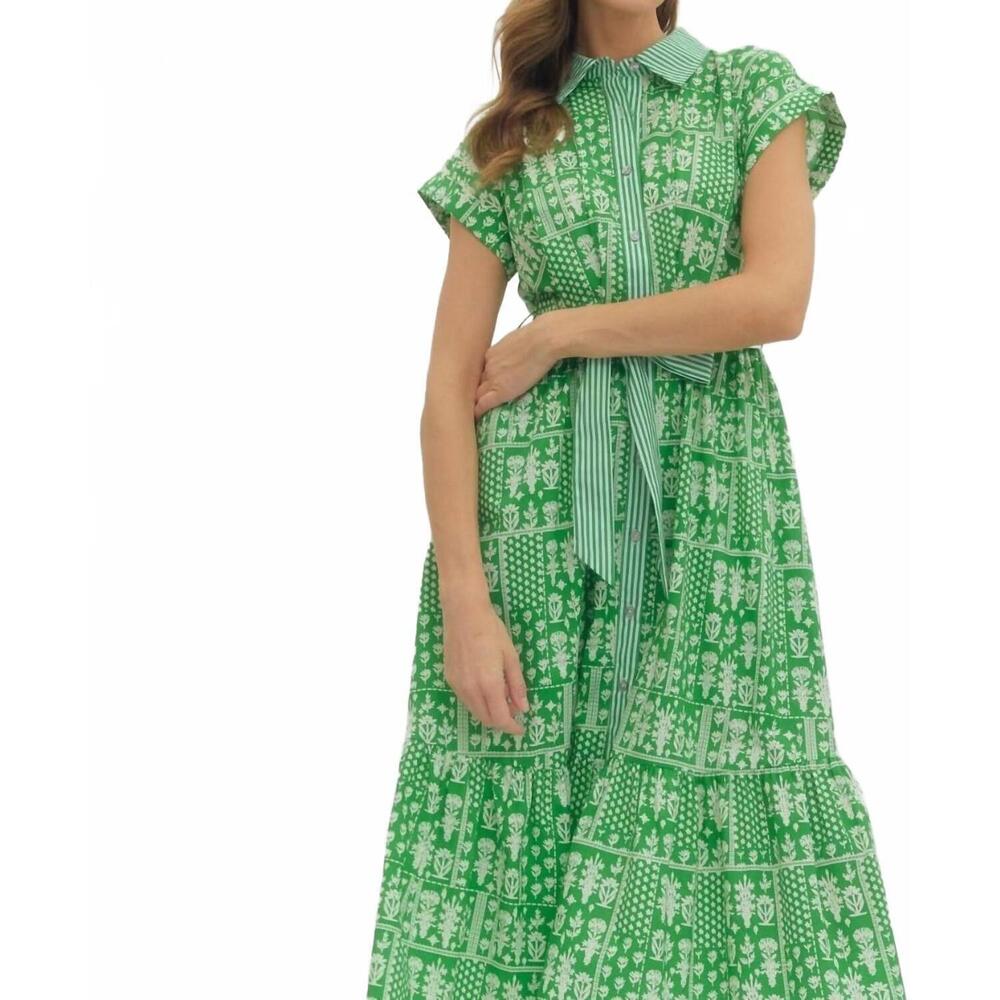 NEW ENTRO ginevra dress in green - Picture 6 of 8